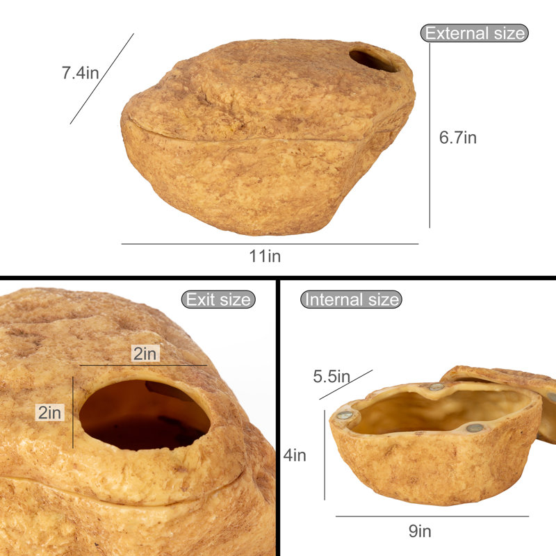 REPTIZOO 3 in 1 Reptile Hide Cave Wayfair